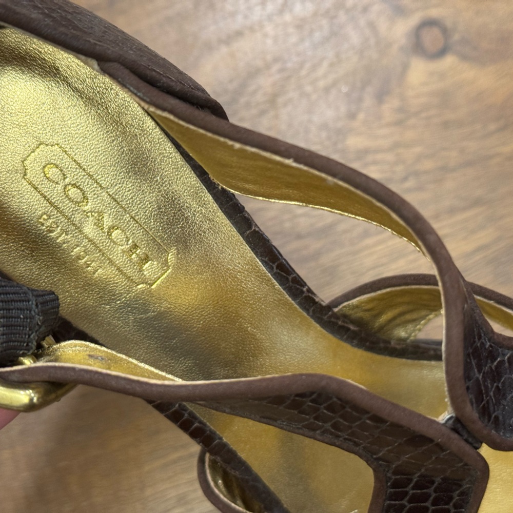 Coach Ivanah Python Chestnut Brown Heels Size 8.5 - image 7